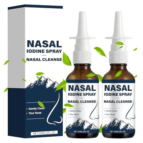KLIFE 2Pcs Iodine Nasal Spray Daily Nasal Cleanse & Care Mist Iodine & Fulvic Acid Non-Medicated Fine Mist Nasal Spray for Travel & Daily Use