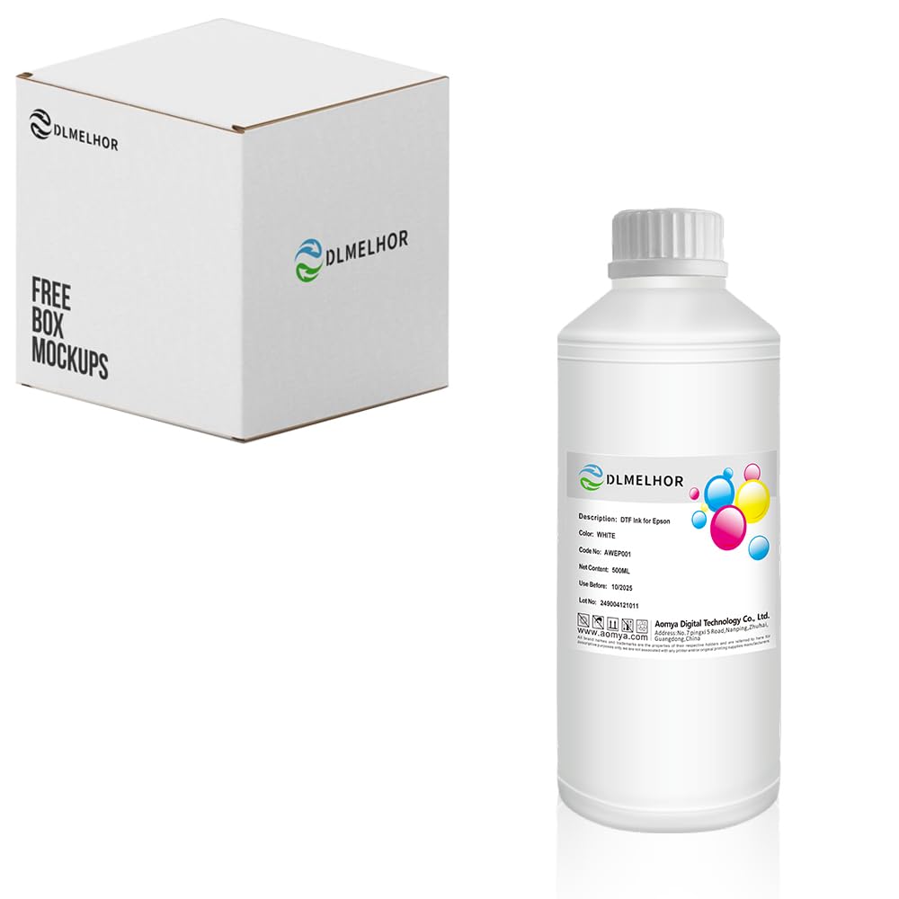 DLMELHOR DTF Ink 500ML Whtie DTF Transfer Ink for PET Film Refill DTF Ink for EPN ET-8550, XP15000,L1800,L805,R1390,R2400 DTF Printers Heat Transfer Printing Direct to Film,1-Pcak