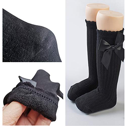 Baby Girls Knee High Socks,Infants Toddlers Tube Socks,3/5Pack Toddlers Ruffled Long Stockings Uniform Socks 0-5T4