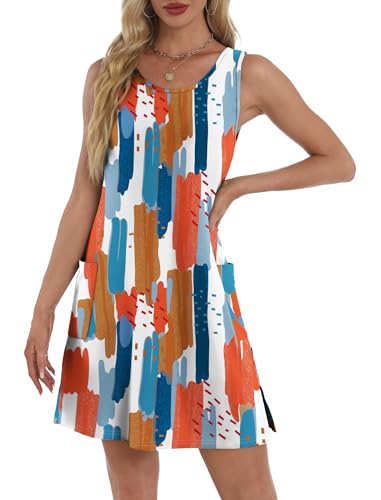 Image of BKRIVE Coverup Summer Dresses for Women 2026 Eyelet Casual Loose Sleeveless Sundresses Tank Dresses with Pockets