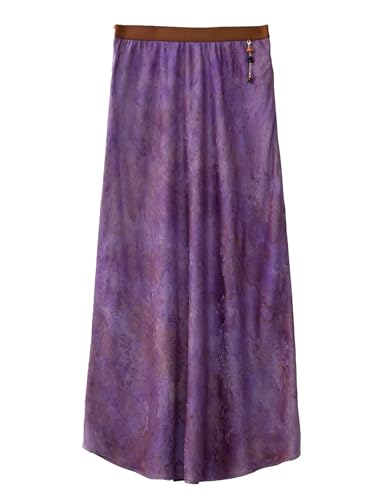Jupe midi en soie HangErFeng violette à fleurs pour un look décontracté chic