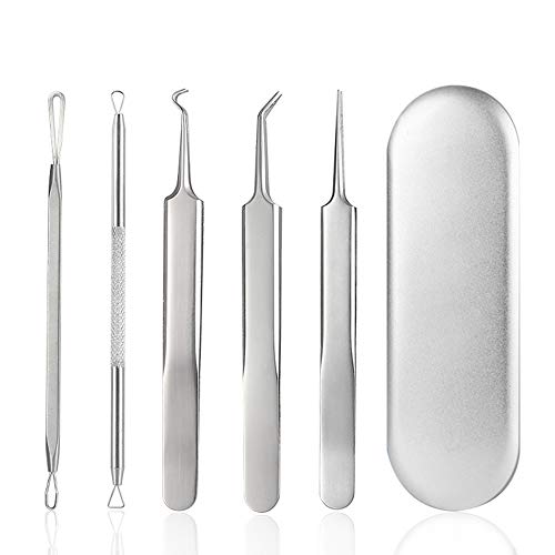 CINY Kit De 5 Herramientas Para Eliminar Puntos Negros, Herramienta Para Espinillas De Acné, Manchas, Herramientas De Extracción De Espinillas, Pinzas De Eliminación Para El Cuidado Facial