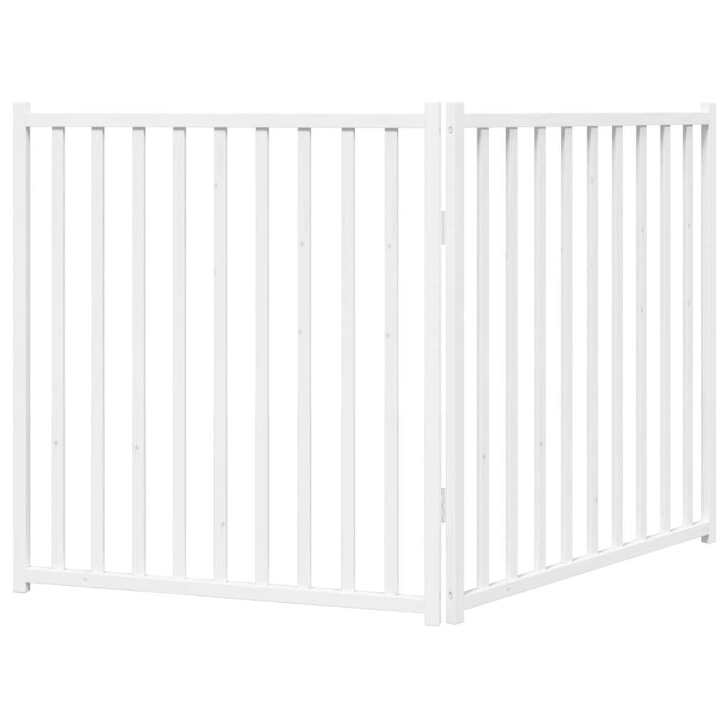 Portail pliable en 2 parties pour chien - En bois massif - Blanc - 160 cm - Grille pare-chien à monter sans perçage - Portail pour chien avec peinture à l'eau