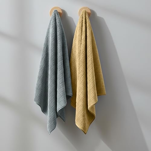 Image of Cortina Solid Towels for Bath Set of 2 (70 x 140 cm) 300 GSM Microfiber Bath Towels, Ultra Soft, Highly Absorbent & Quick Dry for Gym, Beach & Bathroom Towels for Men, Women & Kids (Grey /Blue)