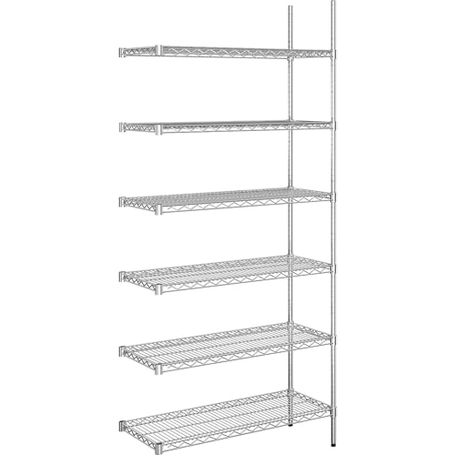 kaiserkraft | Stahldraht-Gitterregal | verchromt | Fachlast 150 kg | BxT 910 x 460 mm | Anbauregal | Höhe 2180 mm | 6 Fachböden