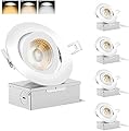 (4 Pack) 4 inch led Slim Gimbal Eyeball Downlight-Directional Adjustable, 9W Dimmable LED Retrofit Recessed Lighting Fixture with Junction Box,1000lm,3000K,4000K,5000K Color Selectable,120V, ETL ES