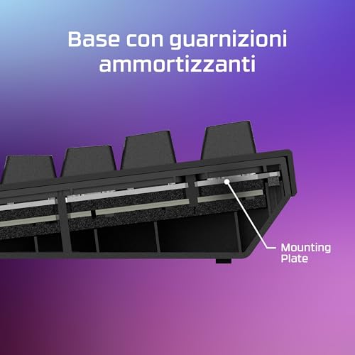 Hyperx Alloy Rise 75, Tastiera Meccanica Da Gaming Cablata, Illuminazione Rgb, Telaio In Policarbonato, 80 Milioni Di Pressioni Garantite, Cavo USB-C, 10 Dispositivi Collegabili, Layout Inglese, Nera - 6
