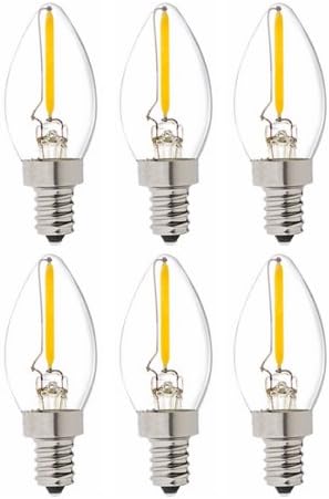 6 Pack LED Vintage Edison Bulb Candelabra C7-1W LED Filament Candle Bulb, Replace 10W, E14 Base, Clear Warm White 2700K, 220VAC (10W Equivalent)