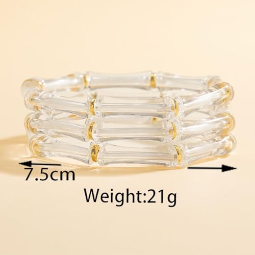 Acrylic Bangle Bracelet for Women Transparent Resin Chunky Bangle Bracelet Stretch Clear Bamboo Tube Bracelets Set for Women Stack Jewelry4