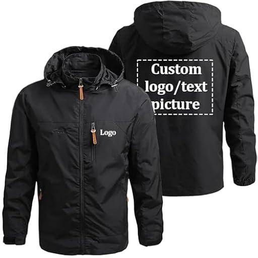 Honghuang Chaquetas De Hombre con Logo Personalizado, Sudadera con Capucha y Cremallera Cortavientos para Primavera y Otoño, Personalizable con Texto e Imagen Abrigo Color1,L | Ya disponible en tu tienda friki favorita! En mundofriki.es!