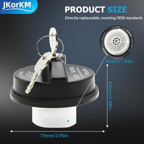 Image of Locking Gas Cap, Lock Fuel Cap Replace 05278655AB, 5278655AB Chrysler Dodge Jeep Ram - Challenger Grand Caravan 1500, Cherokee Wrangler JK TJ Liberty Compass Patriot, black