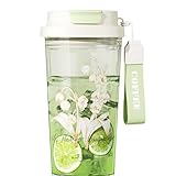 [Miflaier]【軽量 携帯】女生 高颜值 ストローカップ ダブル飲み口 水筒 580ml 夏 外出用 花卉プリント 3色選択可能 女性向け プレゼントに適（七夕・ホワイトデー）