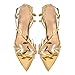 sexytag Gold Heels Clear Stiletto High Heels Pointed Open Toe Flower Strappy Slingback Heeled Sandals for Women Wedding Dress Party Prom Heel Gold Size 8
