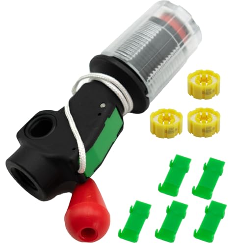 Portable Automatic Inflator Device for Inflatable Life Jacket Life Vest Lifesaving Belt with 3 Bobbins 5 Green Safety Clasps Suitable for CO2 Kit Cartridge Cylinder with 1/2 Inch Thread