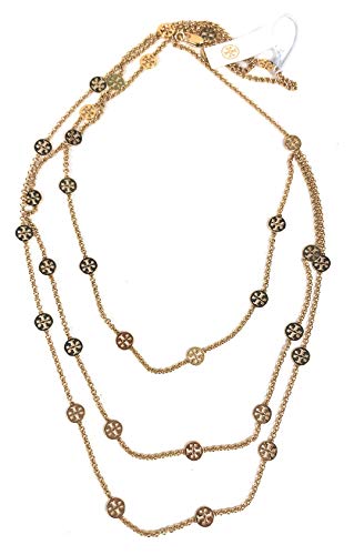 Tory Burch Multi Strand Gold Plated Chain Necklace Gold Plated