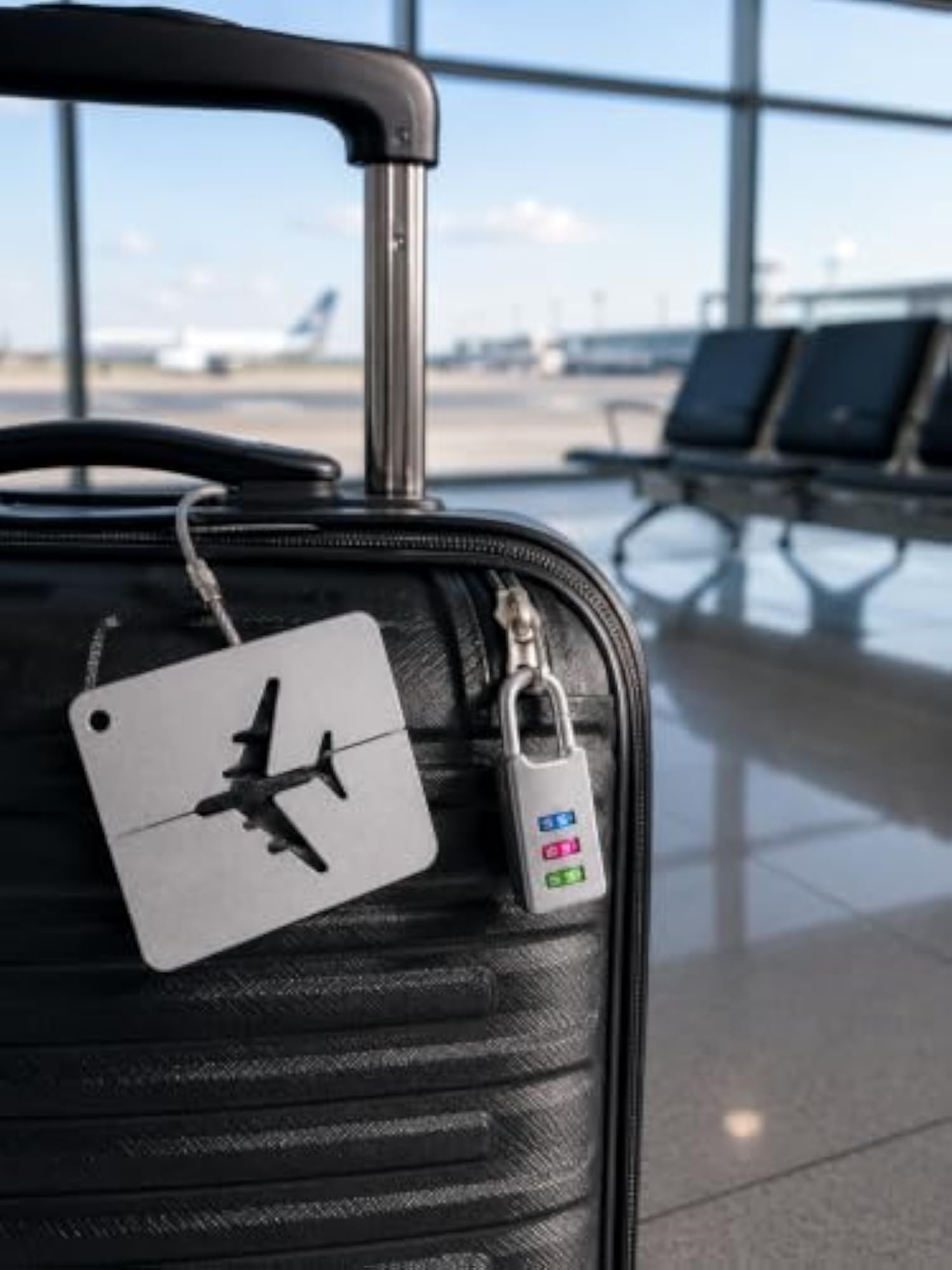Travel Metal Luggage Tag and Combination Lock Set, Security