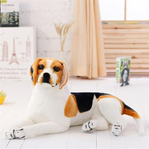TOPLITHE Beagle Hund Kuscheltier, Realistisches Beagle Plüsch Welpenkissen Plüschtier for Kinder Erwachsene Weihnachts Geburtstagsgeschenk(Lying down,40CM/15IN)