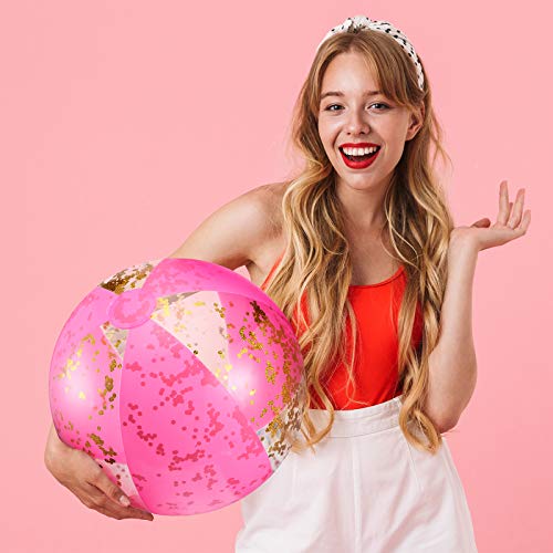 image for BBTO 16 Inch Inflatable Glitter Beach Ball Confetti Balls Swimming Poo