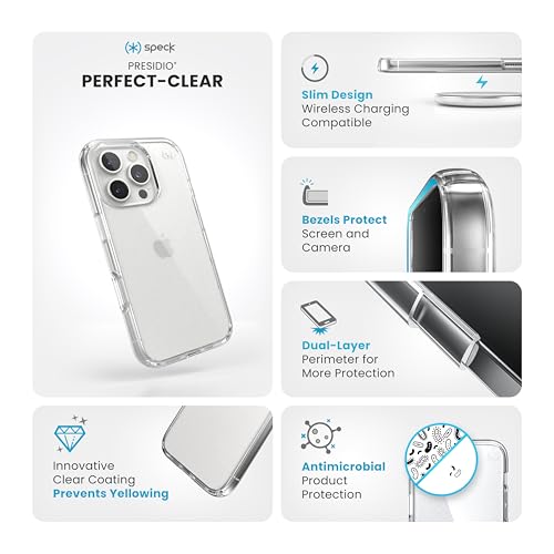 Image of Speck Presidio Perfect Clear iPhone 16 Pro Case - Slim Phone Case