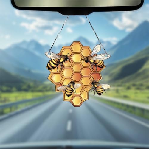 Image of Bee Hive Acrylic Ornament Gift for Bee Lovers Christmas Window Decor