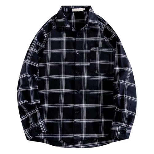 Camisas Hombre Manga Larga Verano Antiarrugas Camisas de Verano Hombre Camisa Hawaiana Hombre Manga Larga Camisas Hombre Manga Larga Blanca #A-Negro,3XL