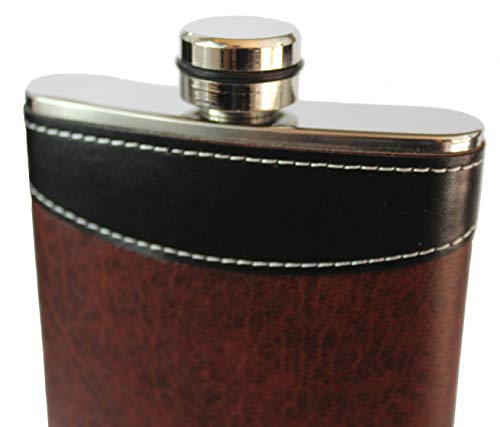 Flasks For Liquor For Men, 8Oz Heavy Duty Hip Flask With Funnel, Black And Brown, Gift Boxed #TOP2