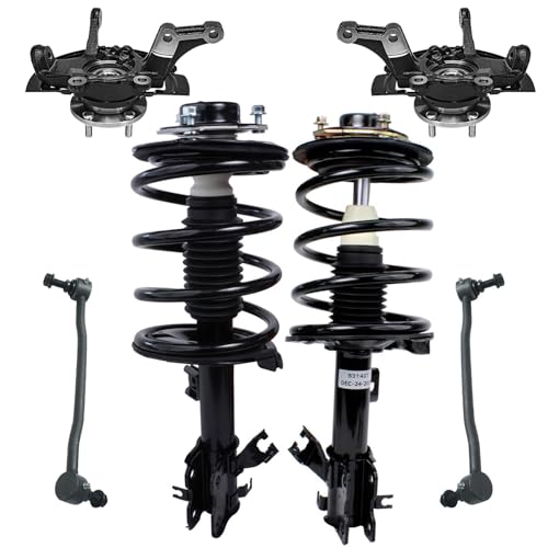 Image of Detroit Axle - 3.5L Front 6pc Steering Knuckles Kit for 02-06 Nissan Altima, Steering Knuckles and Wheel Bearing Hubs Struts & Coil Spring Sway Bars 2002 2003 2004 2005 2006 Replacement Suspension