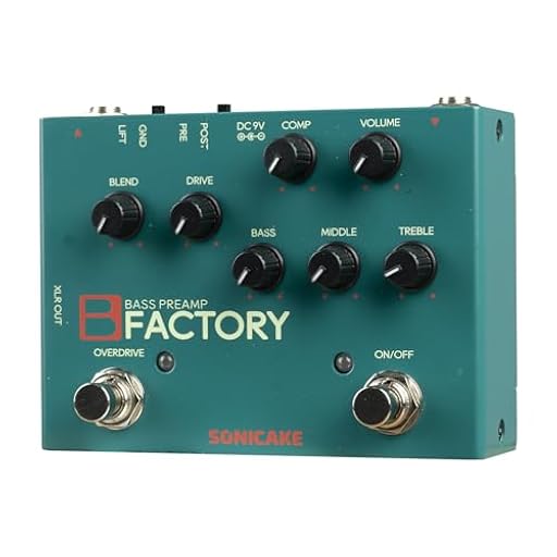SONICAKE Pedal de bajo con Overdrive Preamplificador analógico Pedal de efectos de compresión EQ de 3 bandas Salida XLR B Factory | Ya disponible en tu tienda friki favorita! En mundofriki.es!