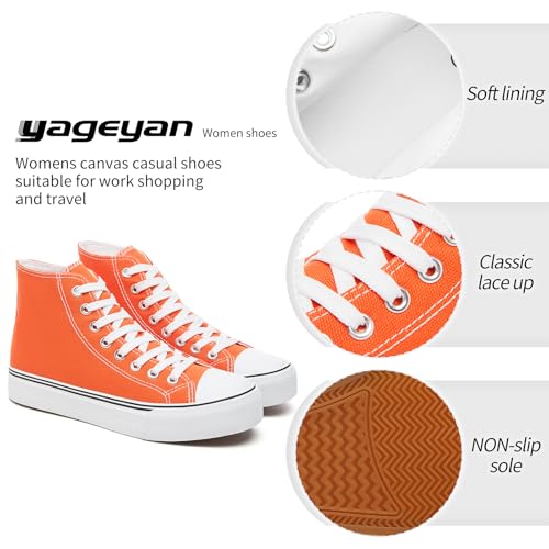 Image of yageyan Womens High Top Canvas Sneakers Lace up Fashion Shoes for Women Casual Classic