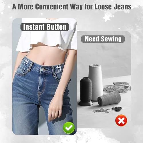 RichLuck 8 works Jean Buttons for Loose Jeans Star Waistband Tightener, Adjustable Waist Buckle Extender - Image 3