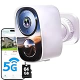 2K/3MP Überwachungskamera Aussen Akku mit 64G SD Karte, Kostenloser Cloud-Speicher, 5GHz/2,4GHz WLAN Kabellose Überwachungskamera außen mit 2-Wege Audio, Bewegungserkennung, Farbige Nachtsicht, IP66