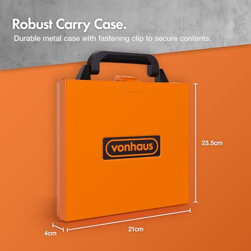 VonHaus HSS Metal Drill Bit Set with Carry Case Organiser - 99 Pcs 1.5-10 mm High Speed Steel Bits Cobalt Coated Steel - For Drilling Wood, and Metal - Accessories Drills and Screwdrivers