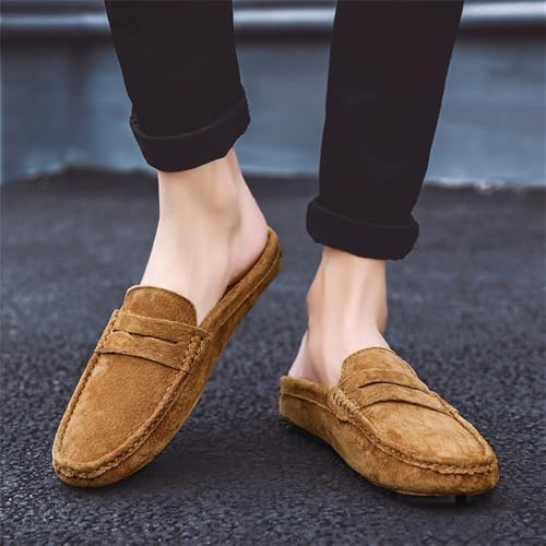 Men's Slippers Slip-On Loafers Leather Formal Wear Casual Open Back Business Casual Shoes Men's Driving Shoes4