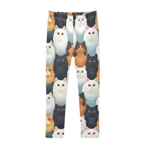 Colorful Cute Cat 1 Girls Leggings Athletic Pants Tights Stretch Bottom
