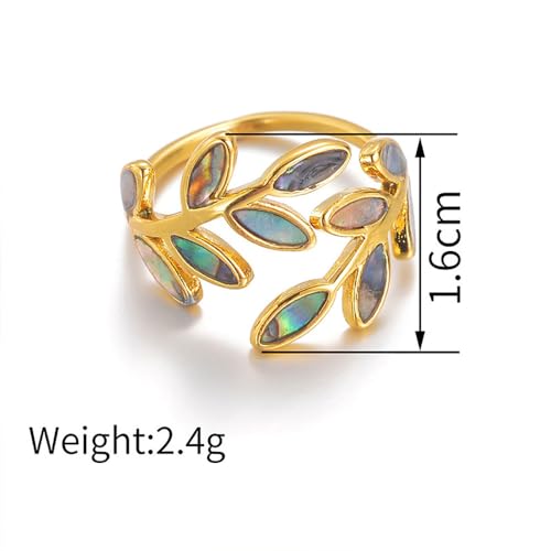 Kokoma Leaf Statement Ring for Women Stainless Steel Olive Leaves Wrap Finger Band Stacking Rings Promise Band Fashion Jewelry Gifts4