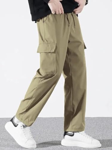 Image of Cargo Pants for Men | Cotton Cargo Trousers|Cargo for Men |Cotton Cargo Pant |Drawstring Waist Pant Multi Pocket Utility Wear