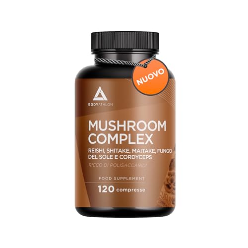 Funghi Medicinali Complex- Reishi shiitake e maitake+ Cordyceps sinensis+ Fungo del sole| Mix Funghi adattogeni- Stress memoria e concentrazione- Complesso Super Funghi Polisaccaridi– Bodyathlon