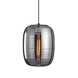Einzelkopf-Pendelleuchte aus rauchgrauem/bernsteinfarbenem Glas, nordische Pendelleuchte, moderne Pendelleuchte, kreativer minimalistischer E27-transparenter Lampenschirm für Restaurant, Kücheninsel,