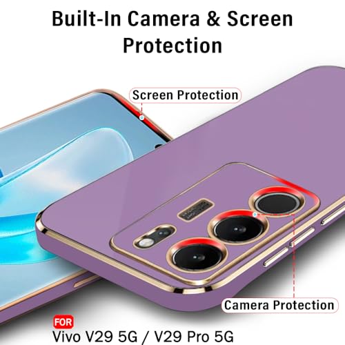 Image of TheGiftKart TPU Luxurious Chrome-Plated Back Cover Case Compatible with Vivo V29 / V29 Pro 5G|Raised Lips for Camera and Screen Protection|Shockproof Design|Stylish Cover for Vivo V29 (Greyish Blue)