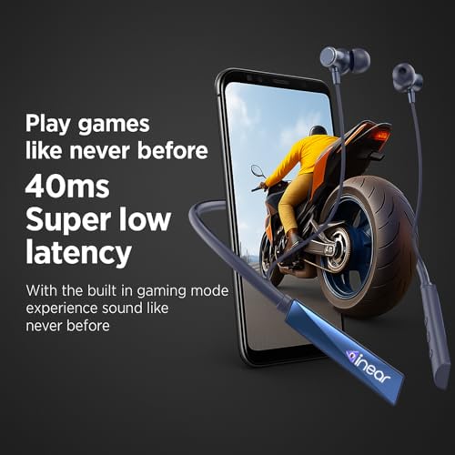 Image of inear DJ-M8 Bluetooth Neckband with 60H Playtime, Voice Changer, Magnetic On Off, Type-C Charging, Dual Pairing, ANC, Mic, HD Sound, IPX, for Gaming Running Gym Sports (Blue)