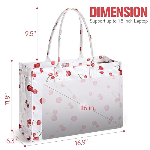 Image of KALIDI PVC Tote Bag Women's Kraft Paper Work Handbags Purses with Top Handle