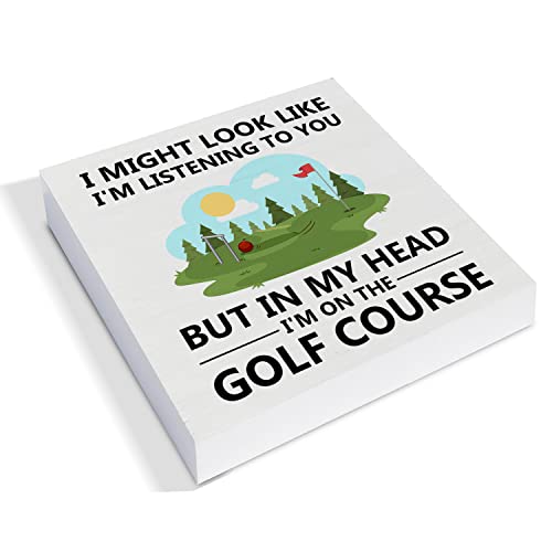 I'm On The Golf Course Wood Box Sign Decor Desk Sign Golfing Wooden Box Block Sign Rustic Home Office Shelf Wall Decoration Gift For Golf Lover #TOP1
