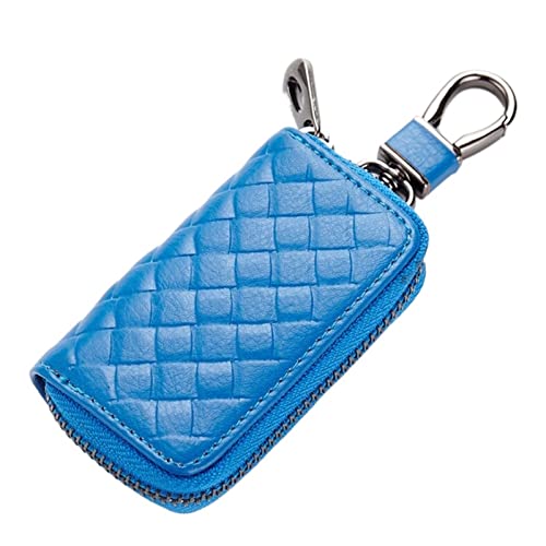 [Fcuogdvy] PU Leather Keychain Men Women Key Holder Organizer Pouch Split Car Bag Wallet Housekeeper Case Mini Card(Blue)