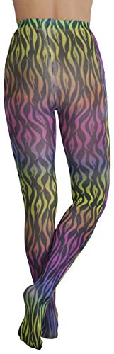 Image of ToBeInStyle Women's Vibrant Multicolor Animal Print Pantyhose Assorted Hosiery