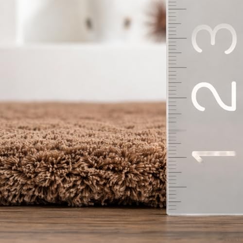 Image of Shaggy Runner, Polyester Rug, Hallway Carpet, Bedside Runner, Plush Area Rug, high Pile Rug, 2 inch Pile, Fluffy Floor mat. - (1.5x4 feet, Ivory /Beige, Oval)