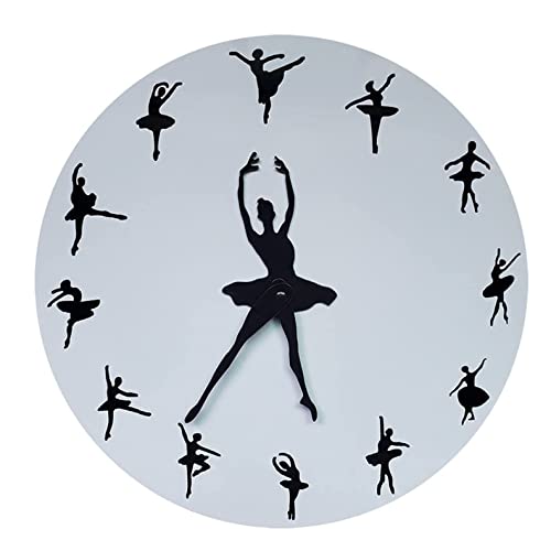 Horloge murale ballerine silencieuse pour décoration de chambre de fille et studio de danse