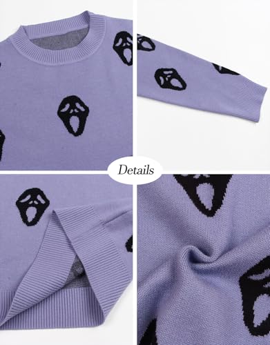 Image of Womens Cute Heart Sweater Crew Neck Long Sleeve Pullover Valentines Sweater