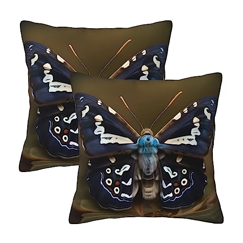 Evengigy Juego de 2 fundas de cojín cuadradas con diseño de alas de polilla, 30 x 30 cm