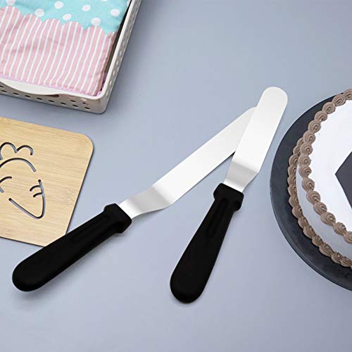 Kufung Icing Spatula, Offset Spatula, Stainless Steel With Pp Plastic Handle Cake Decorating Frosting Spatula (6 Inch, Black+Tulwar) #TOP6