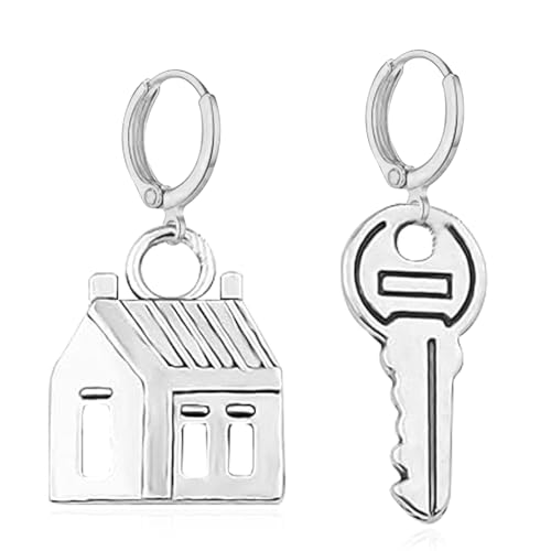 CWVHQ Asymmetrical Realtor House Key Dangle Earrings Unique Real Estate